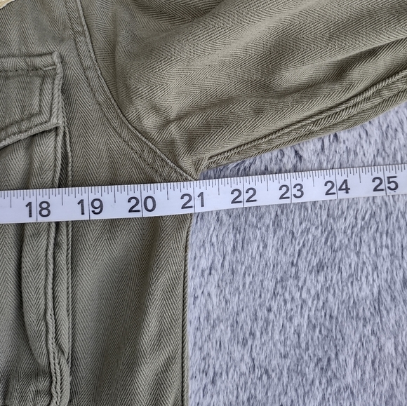 Topshop Ethan Rose Appliqué Utility Jacket Army Green Size 6 - Picture 9 of 11